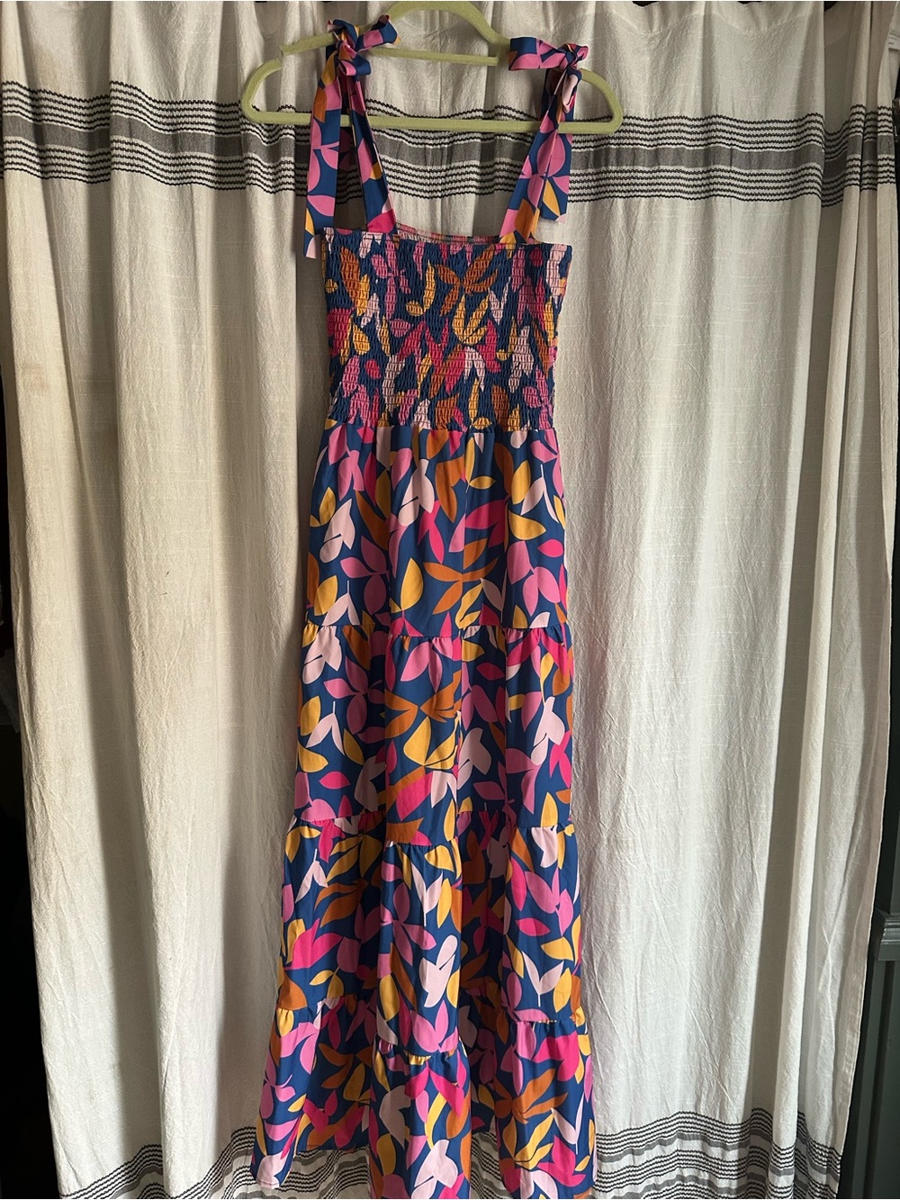 Colorful summer Tiered Tie-Shoulder Maxi Dress